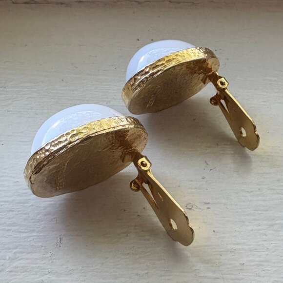 White Acrylic Clip-On Earrings by Zentall - Picture 4 of 7